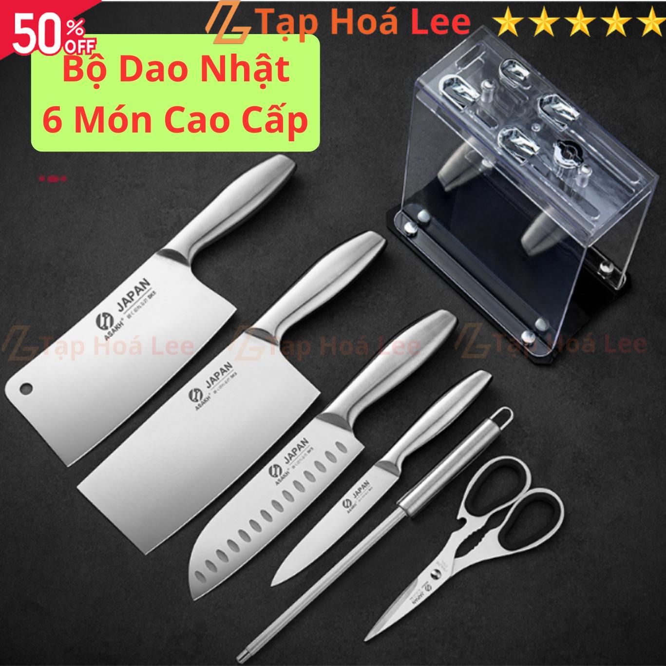 Bộ Dao Làm Bếp Nhật Bản 6 Món Cao Cấp, Dao Bếp Sang Trọng, Thép Không Rỉ Siêu Bền Đẹp - Tạp Hóa Lee