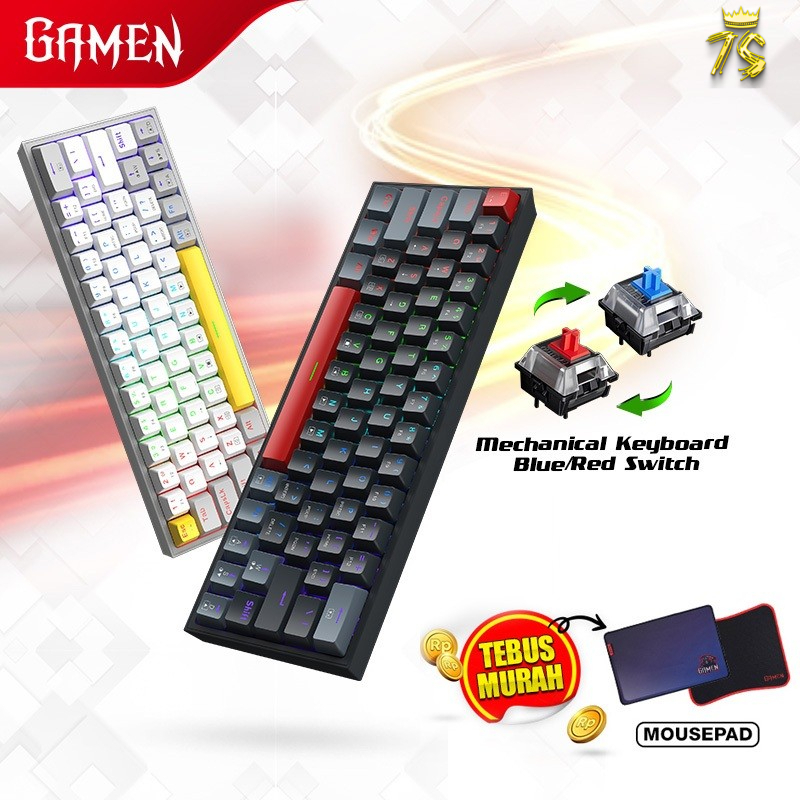 GAMEN Titan V Keyboard Gaming Mechanical 60% Layout Pluggable RGB Light - Garansi 1 Tahun