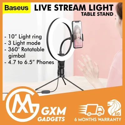 Baseus Live Stream Holder 3 Colours Light Mode Stepless Dimming LED Soft Lamp Beads USB 12inch 10inch Light Ring