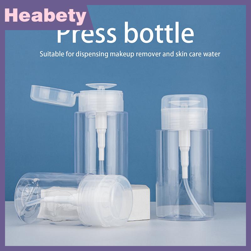 Heabety 100 150 200ml xách tay du lịch bơm lại chai rỗng nhựa sơn móng tay Remover rượu lỏng Báo Chí bơm Dispenser chai