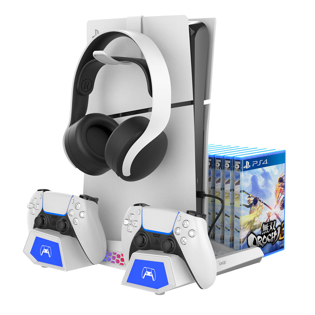 Cho ps5 Slim Máy chủ đa chức năng tản nhiệt cơ sở cho ps5 Slim Tay cầm chơi Game sạc sạc và 15 ổ đĩa lưu trữ giá