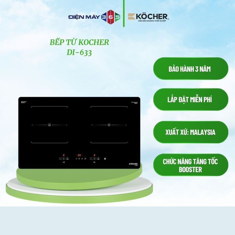 Kocher Di-633 Double Induction Cooker - Fast Heating Function - Touch Control - Genuine Warranty