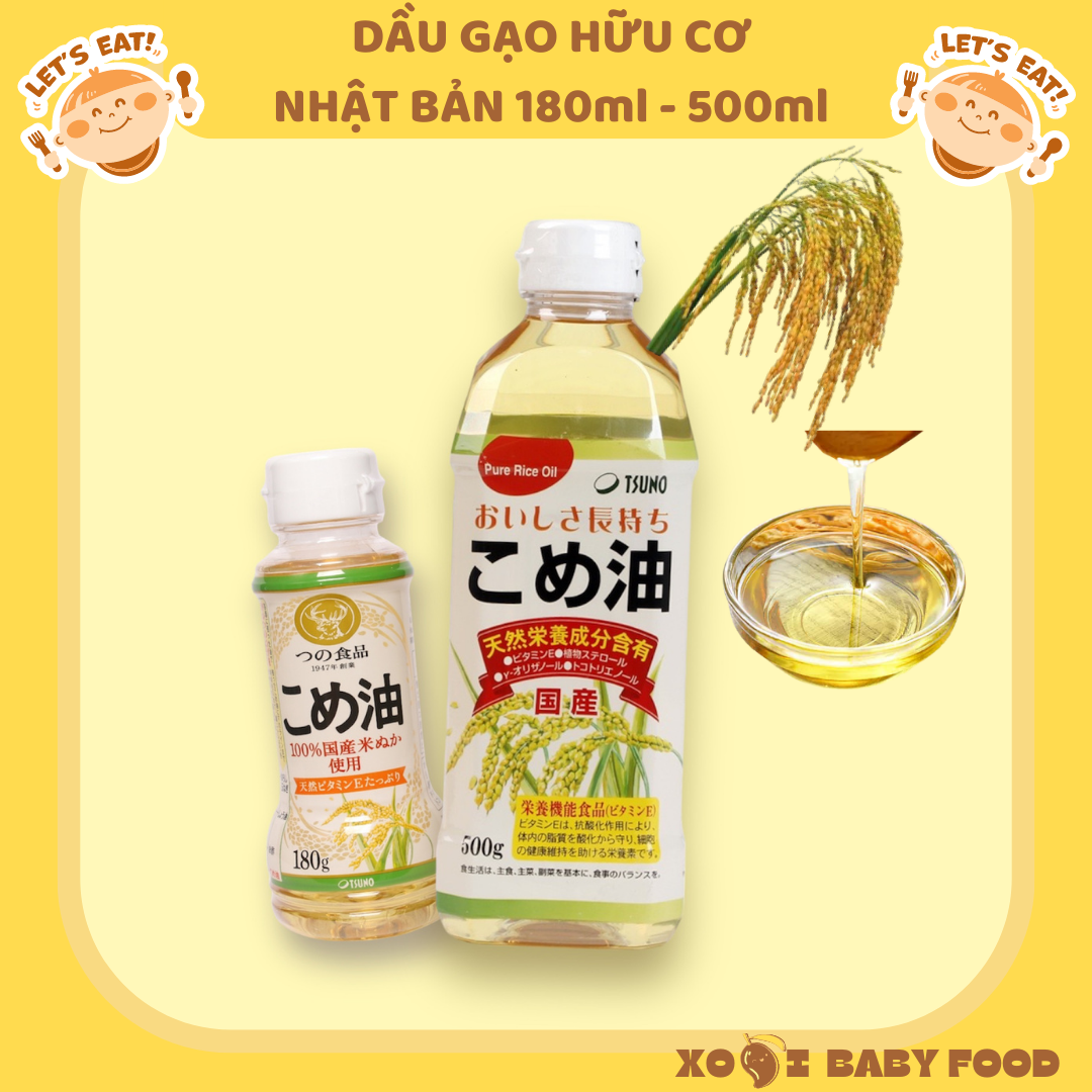 Dầu gạo nguyên chất tsuno nhật bản hữu cơ cho bé - dầu ăn dặm chai 180g - 500g