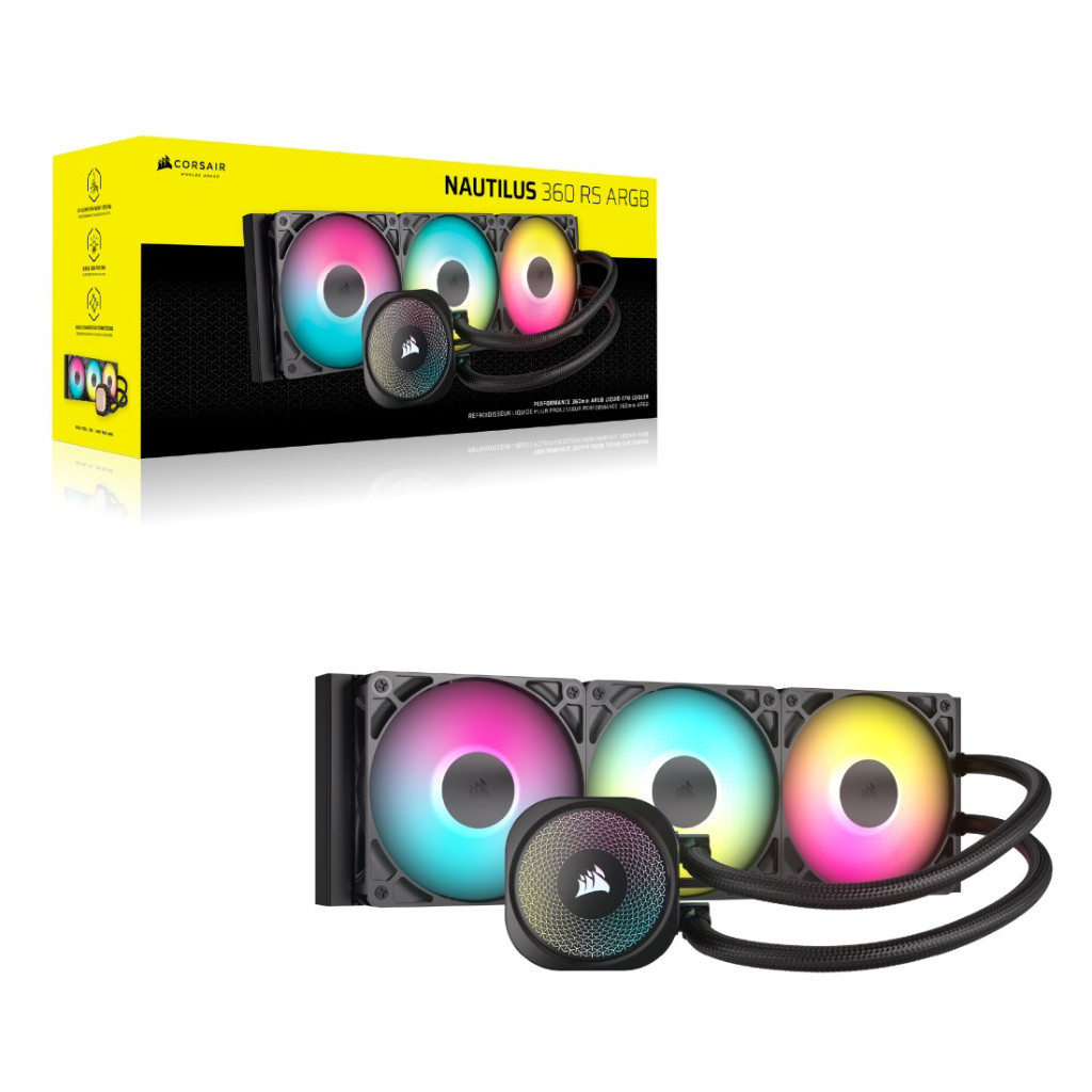 Corsair NAUTILUS 360 RS ARGB BLACK 360mm Liquid CPU Cooler (CW-9060093-WW) ราคา 3,890 บาท*ส่งฟรี