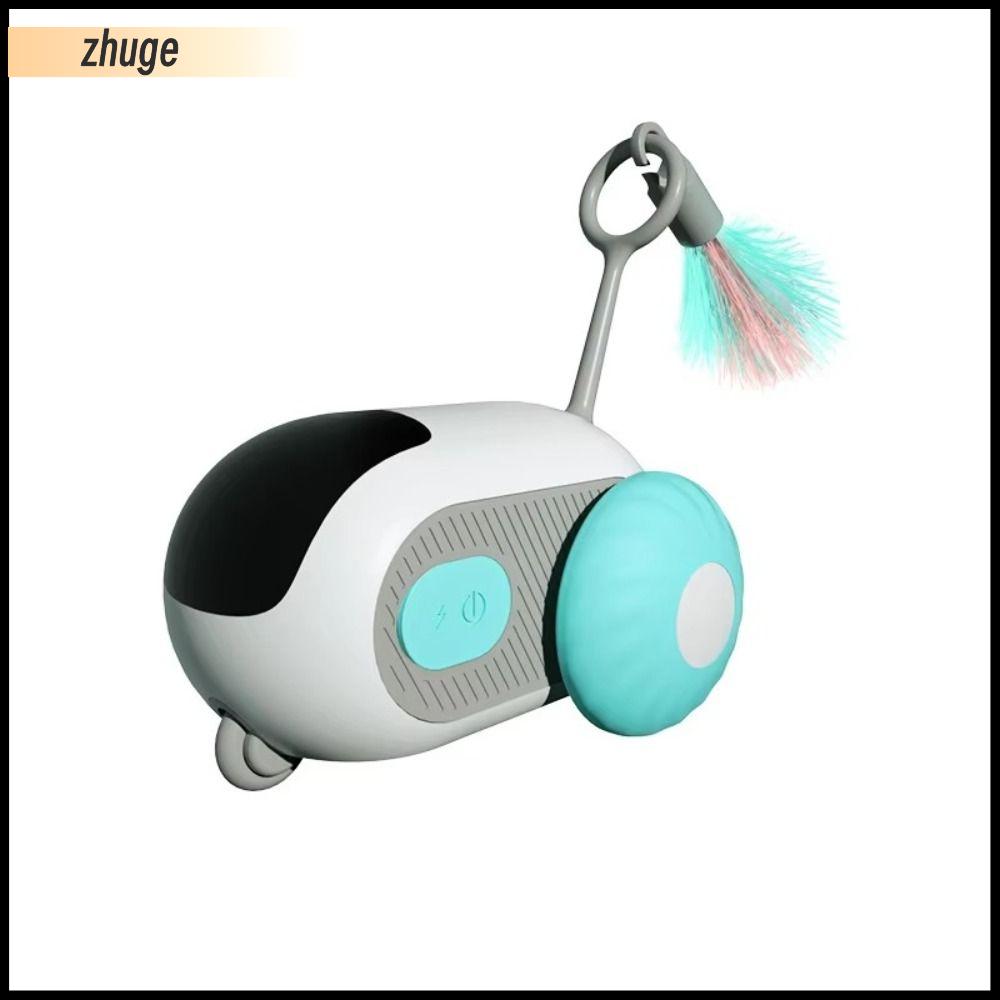 ZHUGE Sạc USB Đồ chơi mèo thông minh Điều khiển từ xa Tự động Gậy trêu chọc mèo Dễ thương Tự di chuyển Đồ chơi xe hơi tương tác cho mèo