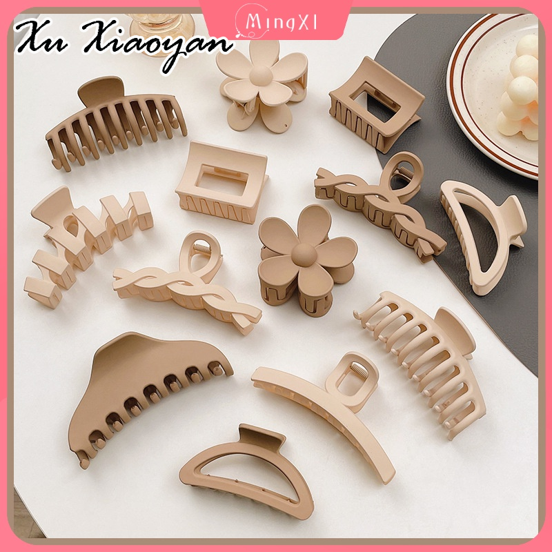 XUXIAOYAN กิ๊บติดผมสาวขนาดใหญ่สไตล์เกาหลีกิ๊บติดผมสีน้ำตาลด้านแฟชั่นกิ๊บติดผมผู้หญิง ราคา 10 บาท*ส่งฟรี