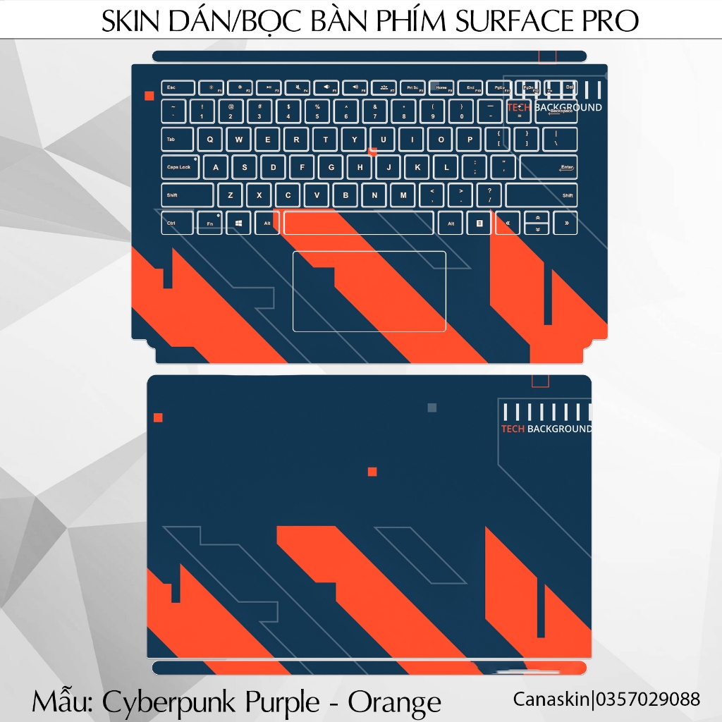 Miếng dán decal cho bàn phím Surface Pro / Go / Book / Laptop mẫu Cyberpunk