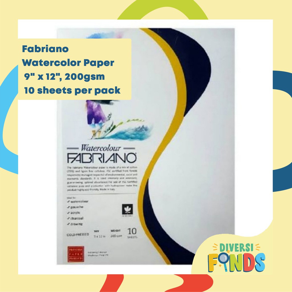 FABRIANO 200gsm watercolor paper 10pcs per pack 9x12 (2 packs