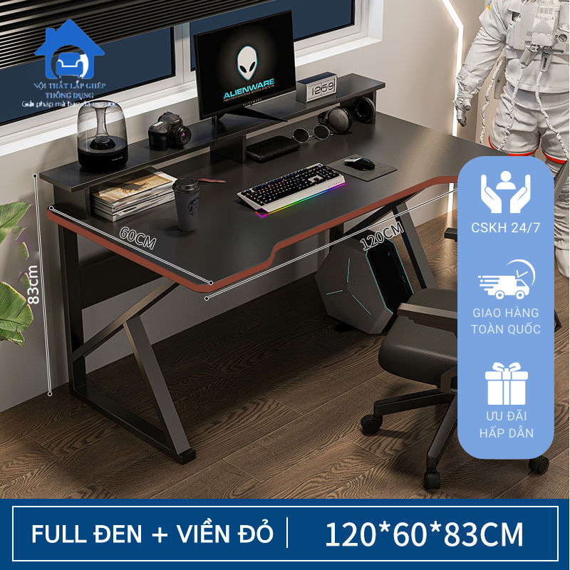 Bàn gaming, bàn chữ U K Z 1.2m giá xưởng, đầy đủ phụ kiện lắp ráp hàng cao cấp