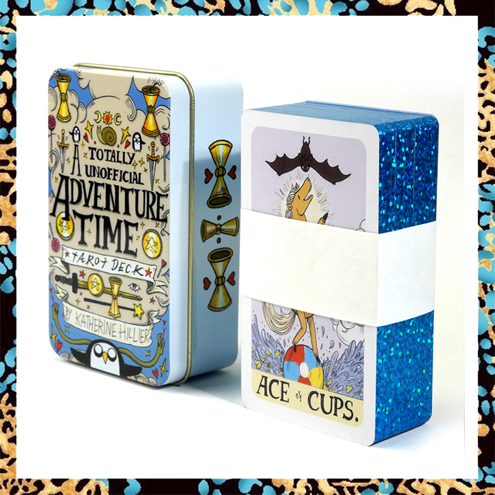 Hộp thiếc Tarot-thẻ bài Tarot Adventure Time | với sách hướng dẫn bằng giấy | Kích thước di động 10.3x6cm | thẻ bói toán