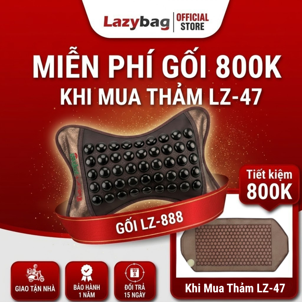 Thảm Nhiệt Đá Nóng Đắp Bụng Hỗ Trợ Thư Giãn, Ngủ Ngon Giấc, giảm chứng ăn uống khó tiêu, đau bao tử KT 47x100cm, Kèm gối