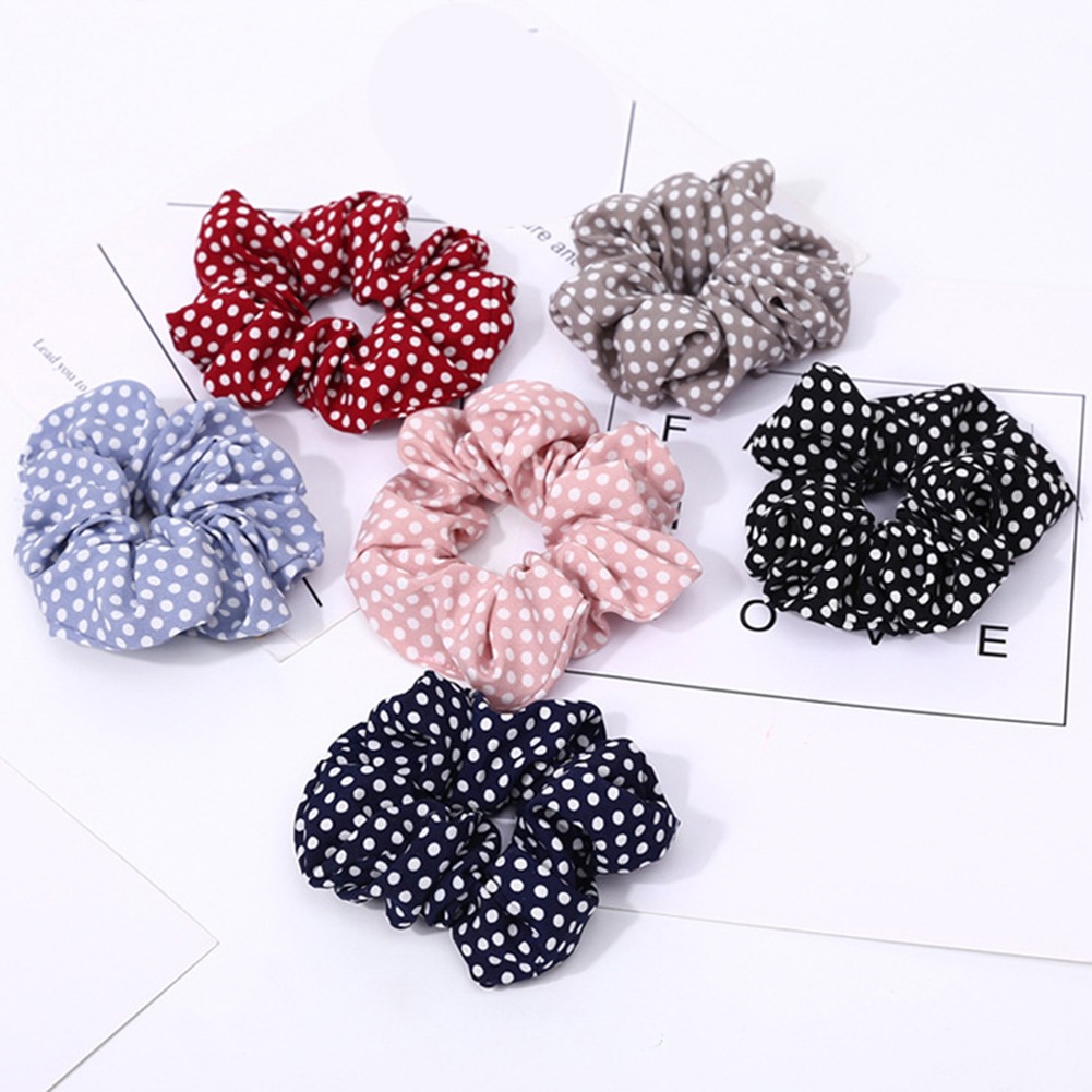 【Momlove】 vải scrunchies thẩm mỹ với các dấu chấm và sọc hoàn hảo cho những người yêu thời trang