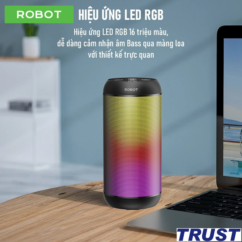 [MỚI] Loa Bluetooth ROBOT RB510 Bass Lớn 10W Đèn Led RGB Chống Nước - Hỗ trợ Kết Nối Thẻ Nhớ/USB/ AU