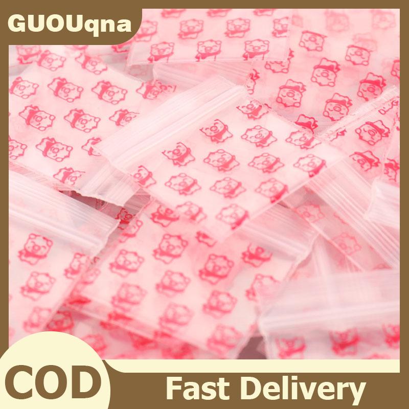 GUOUqna 100 chiếc túi nhỏ có khóa kéo túi nhựa nhỏ có khóa kéo túi đựng thuốc