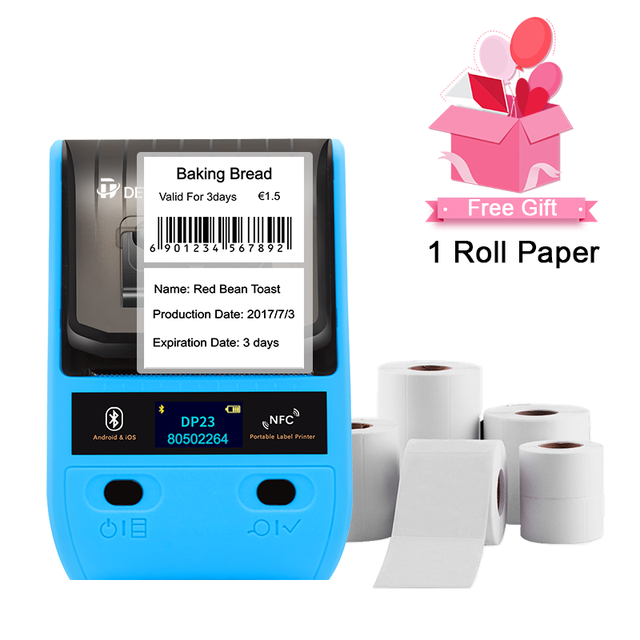 Detonger dp23s/dp30s đa chức năng không dây BT di động cho IOS Android mã vạch máy in Máy in nhãn nh