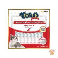 Toro Toro Plus ขนมแมวเลีย โทโร่ พลัส ผลิตจากเนื้อปลาทูน่าเนื้อขาวแท้ ดีต่อสุขภาพ แพ็ค 15g x 25 ซอง