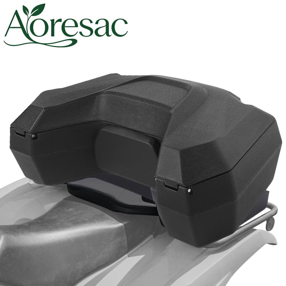 Aoresac ATV กล่องเก็บของด้านหลัง 98L ความจุ Rain Proof ATV ด้านหลัง Rack Cargo Box พร้อมเบาะพนักพิงและล็อค UTV ราคา 8,652 บาท*ส่งฟรี