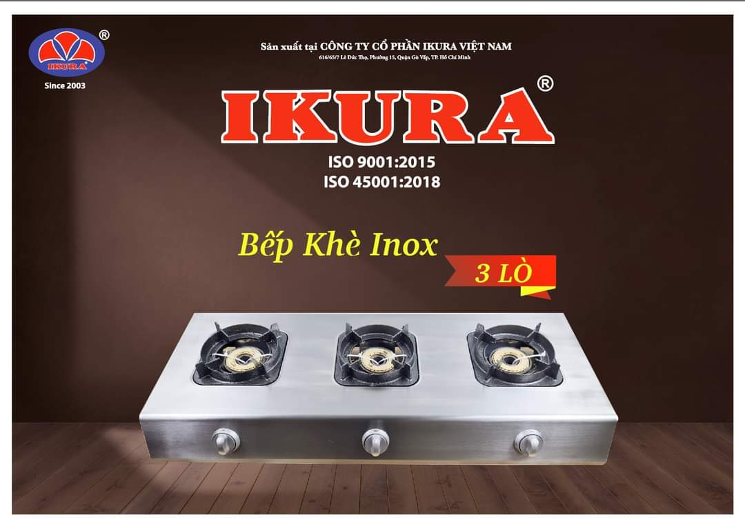 Bếp Ga 3 Lò IKURA - Bếp khè lửa lớn chuyên làm nhà hàng, quán ăn