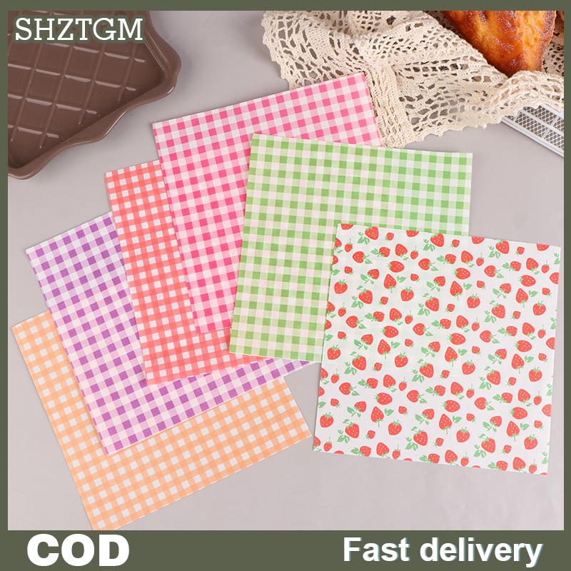 SHZTGM กระดาษแว็กซ์กันน้ำมัน100ชิ้นขนมปังแซนวิชเบอร์เกอร์ทอดมาการองบรรจุภัณฑ์อุปกรณ์อบในครัวกระดาษตกแต่ง ราคา 77 บาท*ส่งฟรี