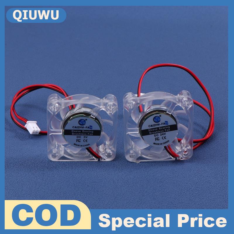 QIUWU 1 mảnh thủy lực mang không chổi than 3D máy in Quạt làm mát 4010 5 12 24V quạt làm mát trong suốt cho máy in 3D DC 2pin 40x40x10mm