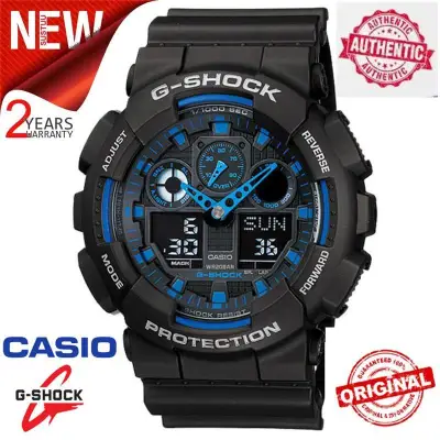 (Ready Stock) Original G Shock GA-100-1A2 Men Sport Digital Watch Duo W/Time 200M Water Resistant Shockproof and Waterproof World Time LED Auto Light Wrist Sport Digitals Watches with 2 Year Warranty GA100/GA-100