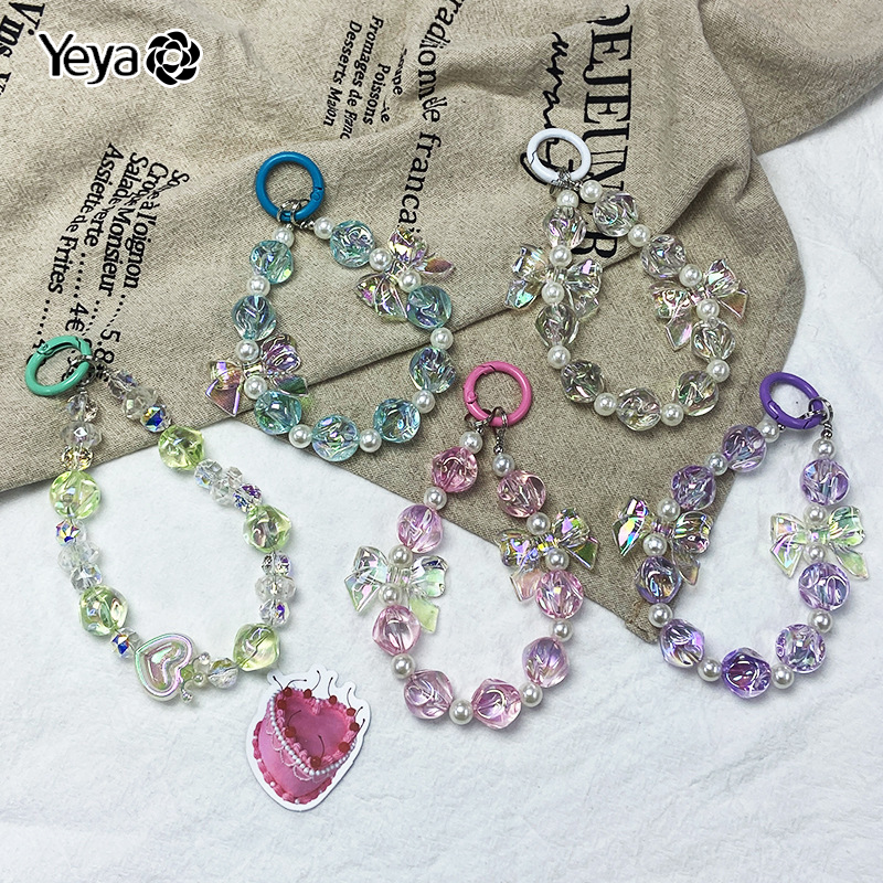 YEYA สายคล้องมือถือประดับดอกไม้ลูกปัดไข่มุกและคริสตัลสไตล์ชิคๆ สำหรับผู้หญิง ราคา 37 บาท*ส่งฟรี