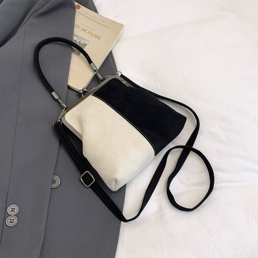 HERWK Khóa hôn Túi xách mờ retro PU Dung lượng lớn Túi đeo chéo bằng da Thanh lịch Đóng cửa bằng kẹp Túi đeo vai clutch Chuyến đi du lịch - 6