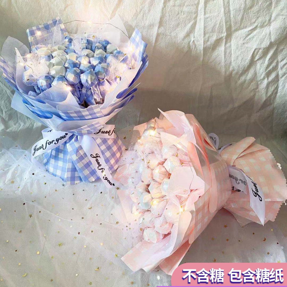 Bó Hoa Kẹo Mút Nổi Tiếng Trên Mạng diy Gói Tài Liệu Quà Tặng Sinh Nhật Handmade Bó Kẹo Sáng Tạo Gửi 
