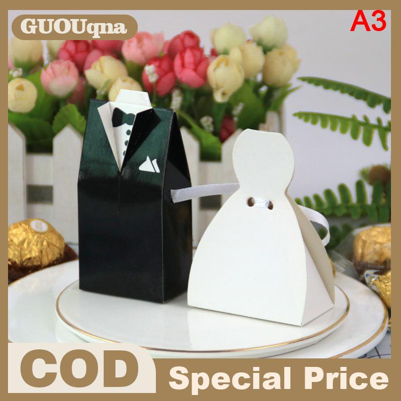 GUOUqna 20 cái lốc cô dâu và chú rể váy cưới kẹo Hộp quà tặng Túi tự làm trang trí đám cưới