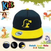 Topi Anak Inisial Abjad Dino Kuning Navy A-Z Laki laki Perempuan Usia 3 - 8 Tahun | kuning Navy | Dino Alfabet | Dino | Topi Custom Nama Anak | Topi Snapback Anak | Topi Baseball Anak | Elcustom Kids