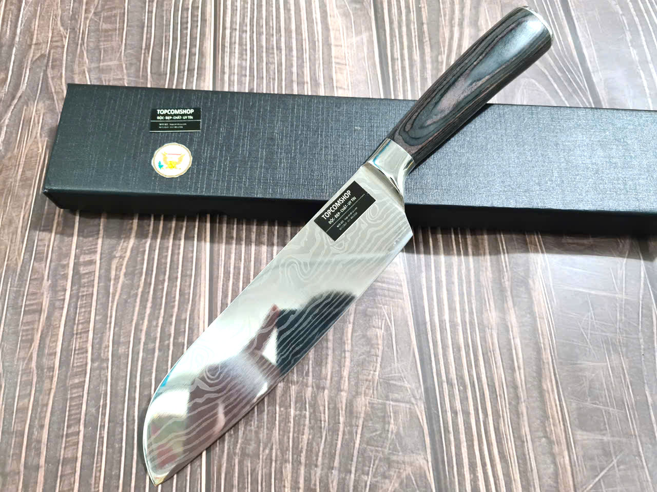 DAO - DAO BẾP NHẬT BẢN SANTOKU THÉP DAMASCUS MÃ A13 DT116 nt topcomshop vn HD6699