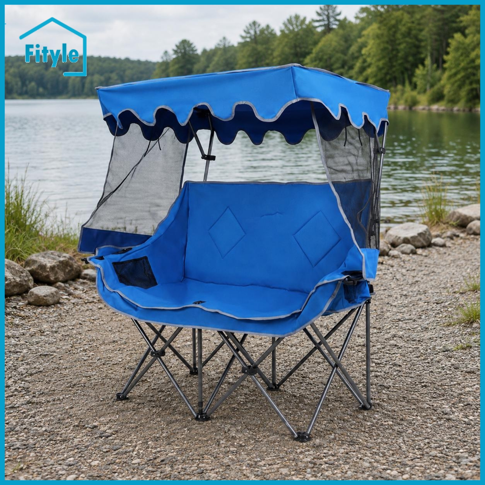 Fityle Protection Camping Chair with Canopy Tear-Resistant Double Seater Canopy Chair Anti-Slip Base Outdoor Furniture Backpack-Friendly for Fishing, Park ราคา 9,427 บาท*ส่งฟรี