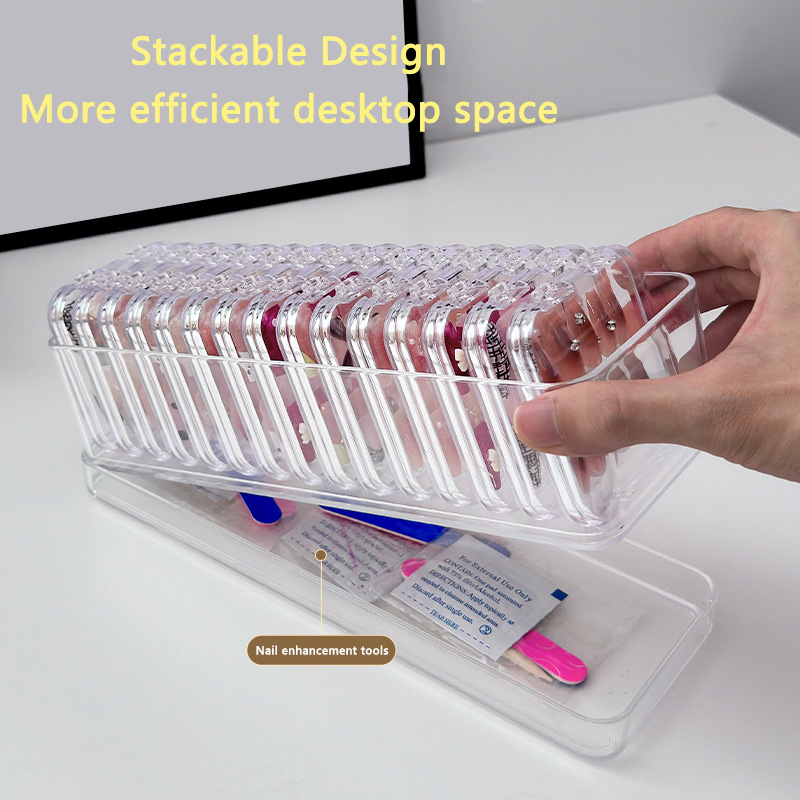 DUDHW3 Nail Art Lưu Trữ Hộp Trong Suốt Mặc Armor Organizer Chủ Rỗng Hiển Thị Hộp Chống Bụi Tinh Tế Móng Tay Giả Hiển Thị Trường Hợp