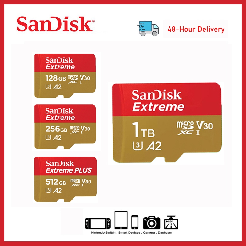 Sandisk Micro SDCard HighSpeed 32GB64GB128GB256GB512GB1TB เมมโมรี่การ์ด Applied to โทรศัพท์ กล้อง GoPro เมมโมรี่การ์ด ราคา 70 บาท*ส่งฟรี