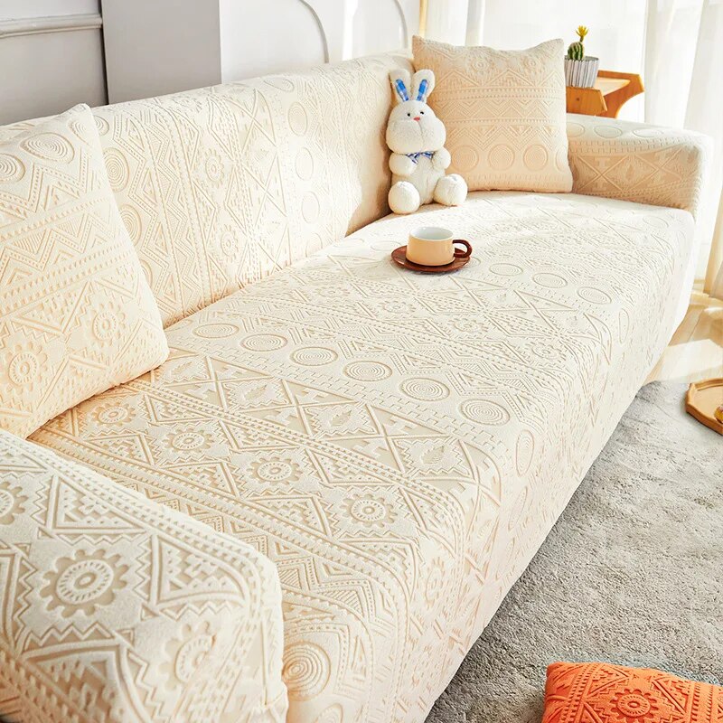 Bọc ghế sofa đàn hồi Jacquard hình chữ L 1/2/3/4 chỗ ngồi Bọc ghế co giãn slipcover bảo vệ lười biếng cậu bé ngồi có thể ngả Bìa