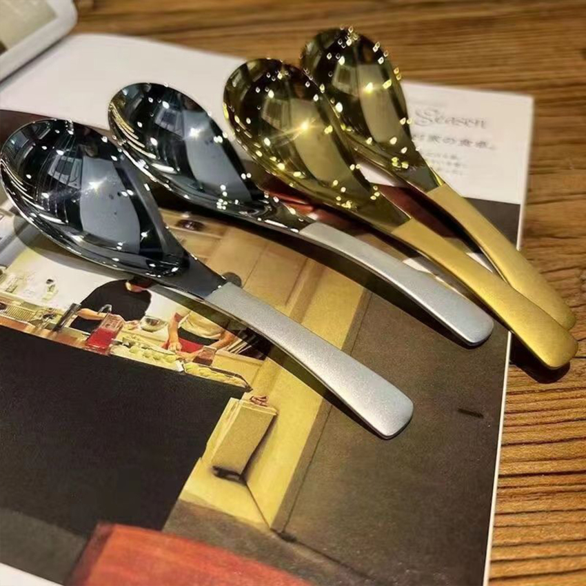 Ins thép không gỉ Hàn Quốc thìa súp nhà bếp lò nồi Công suất vàng bạc đánh bóng gương Flatware cho cà phê Bộ đồ ăn