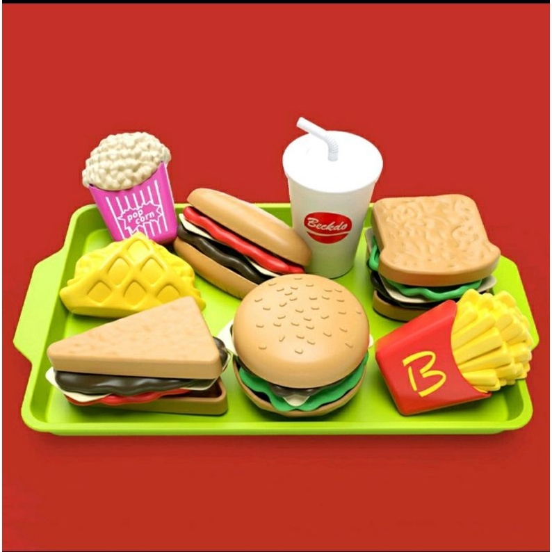 Mga gamit sa bahay】 Happy Little Chef Toy Set Play house Mini Burger Fries  Set McDo Toys For Kids WISEBUY SHOPPERS