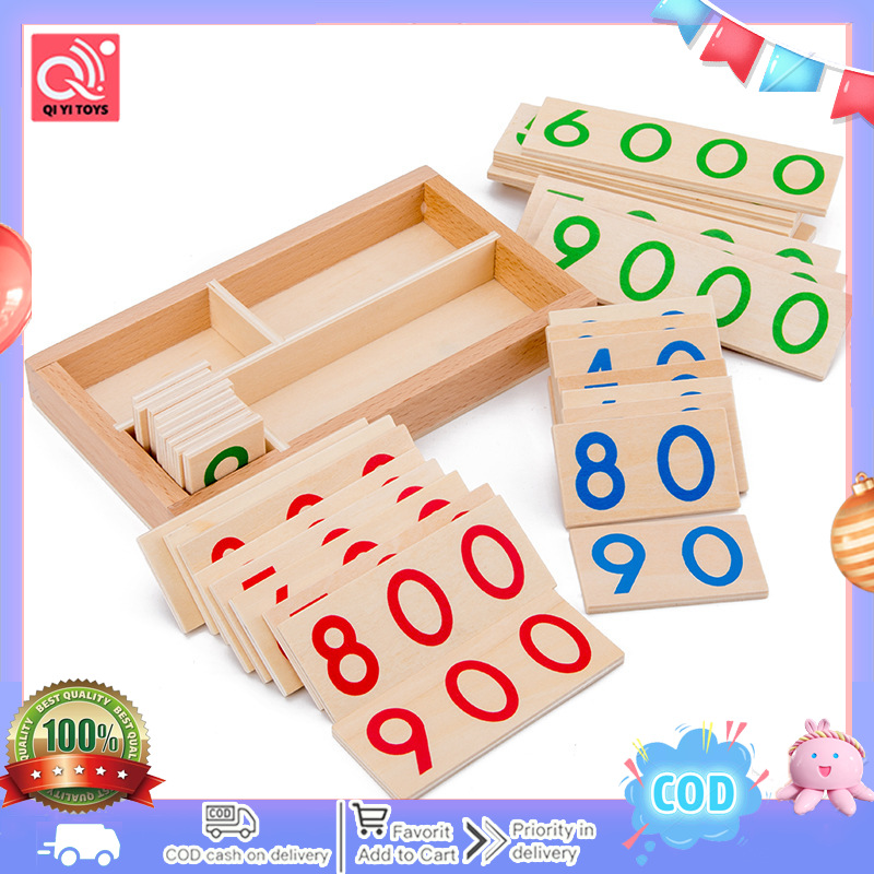 100%Authentic Wooden Number 1-9000 Learning Cards Math Teaching Aids Early