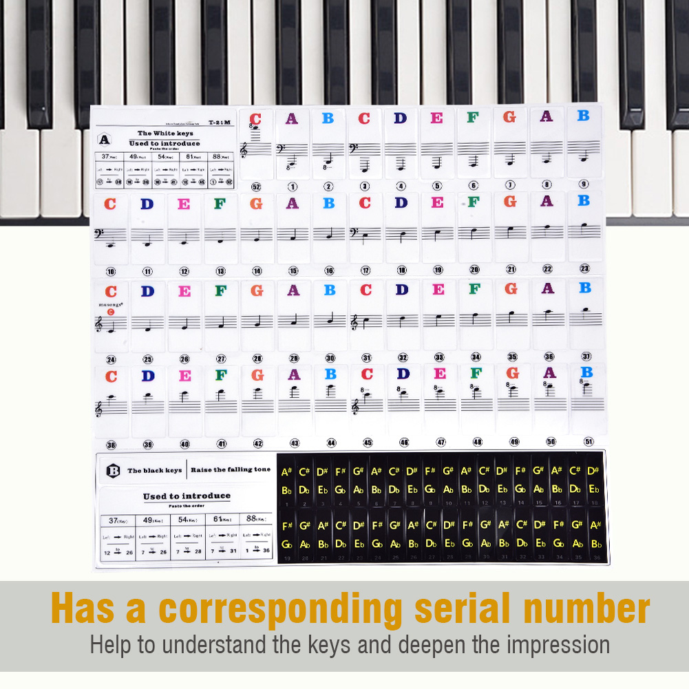 Nhãn dán phím đàn piano PVC Nhãn dán đàn piano dành cho giáo viên dạy piano Người học piano