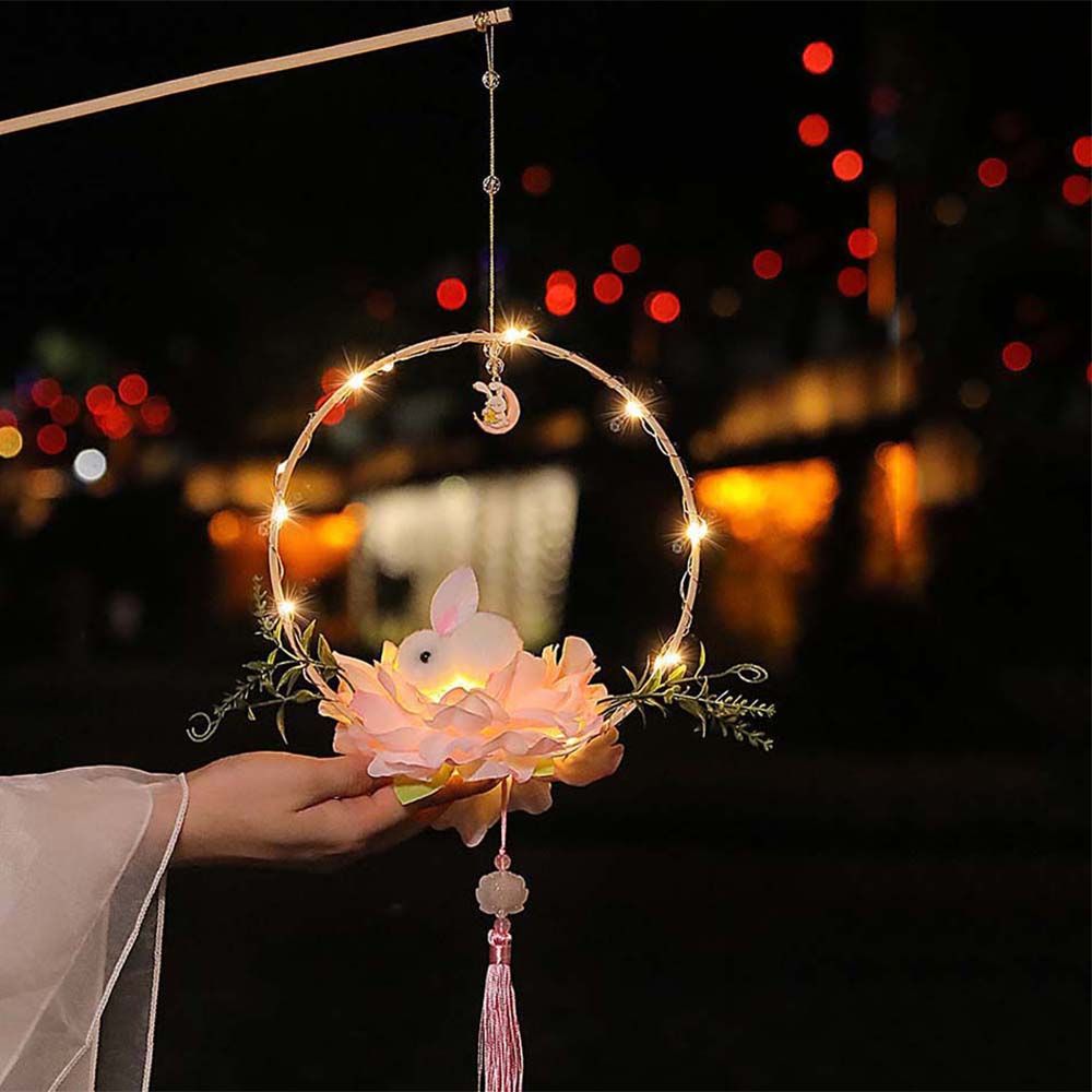 DGHD lồng đèn trung thu đèn trung thu lễ hội đèn lồng trung thu Phong cách Bánh Trung Thu Lễ Hội Trung Thu Lễ Hội Handmade Ánh Sáng với Thỏ Lắp ráp Dễ Dàng Handmade Lông TỰ LÀM Kit Bunny Đèn Lồng Trung Thu Lễ Hội Đèn Lồng Rabbit Đèn Lồng Đèn Lồng hoa sen
