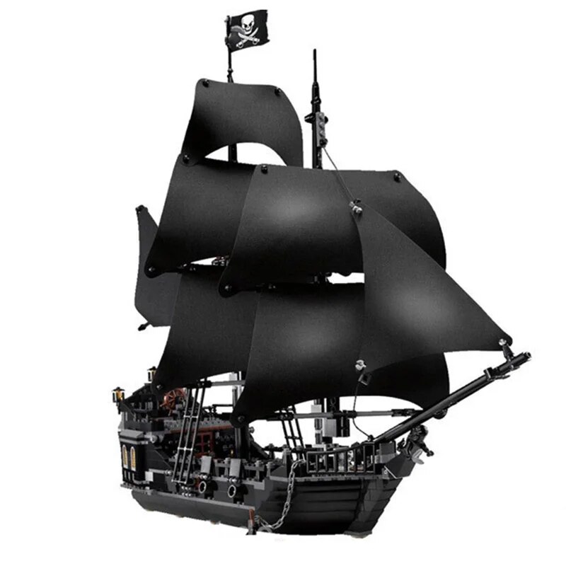 Compatible with LEGO Cổ phiếu màu đen thuyền ngọc trai tương thích cướp biển mô hình thuyền khối cậu