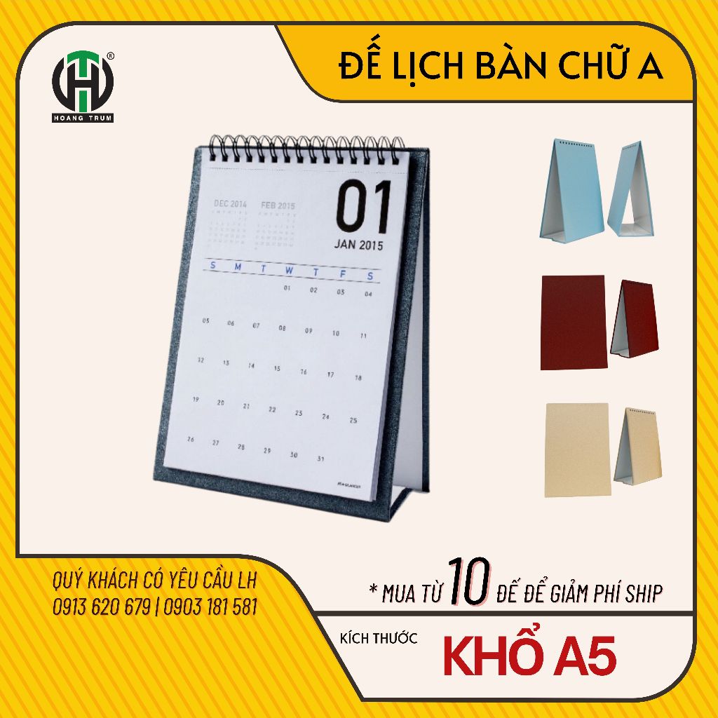 Combo đế lịch để bàn chữ a, chân lịch để bàn + xoắn ốc - kt a5