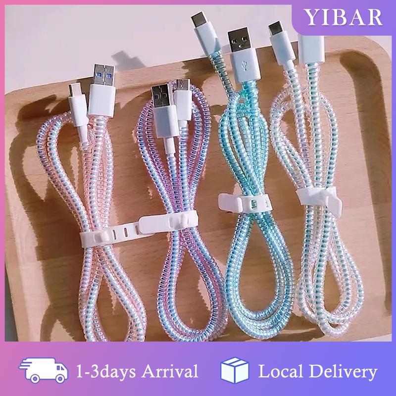 【YIBAR】 1.6m xoắn ốc sạc cáp dây bảo vệ chống phá vỡ mùa xuân bảo vệ dây cho USB sạc cáp tai nghe dữ liệu bobbin CuộN