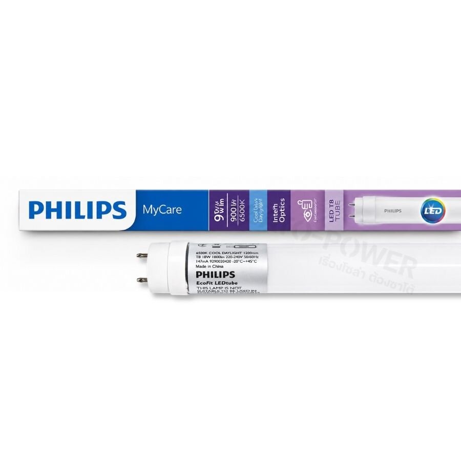 PHILIPS หลอด LED T8 ECO Fit | 8W 18W | ไฟเข้าด้านเดียว พร้อมหัวสตาร์ทเตอร์ LED ราคา 136 บาท*ส่งฟรี