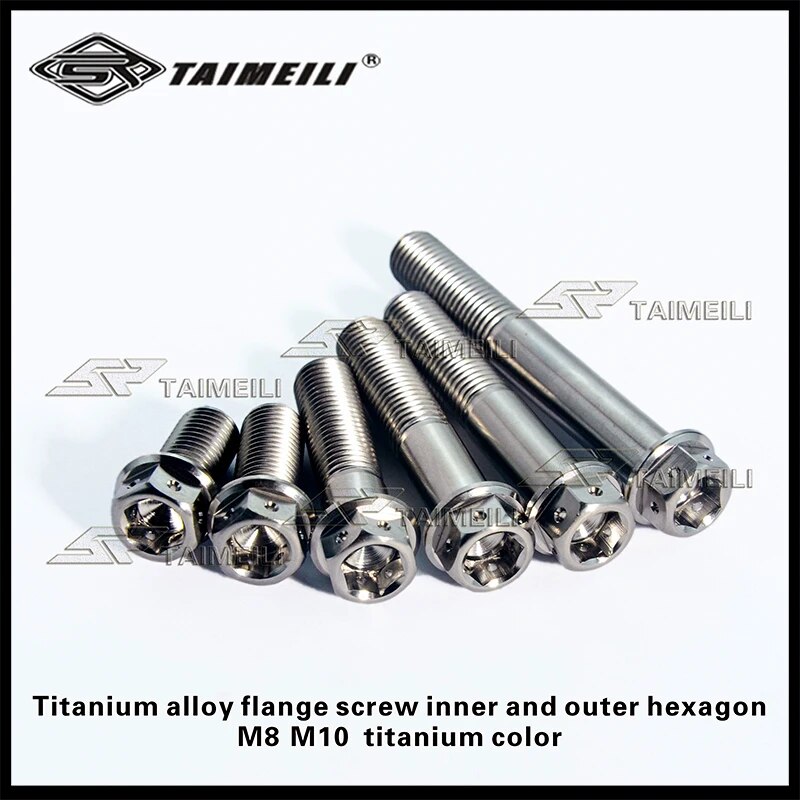 yingke Titanium Bolt Gr5 Flange Inside And Outside Hexagon M8 M10x20-90mm Motorcycle Refitted Bolt Repair Replacement Scre