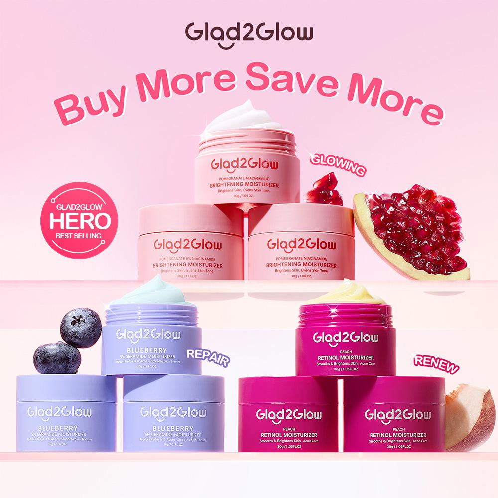 [3PCS] Glad2Glow Moisturizer 3pcs Paket Skincare -ACNE KIT GLOWING KIT Dark Spot hadiah Set Berjerawat…