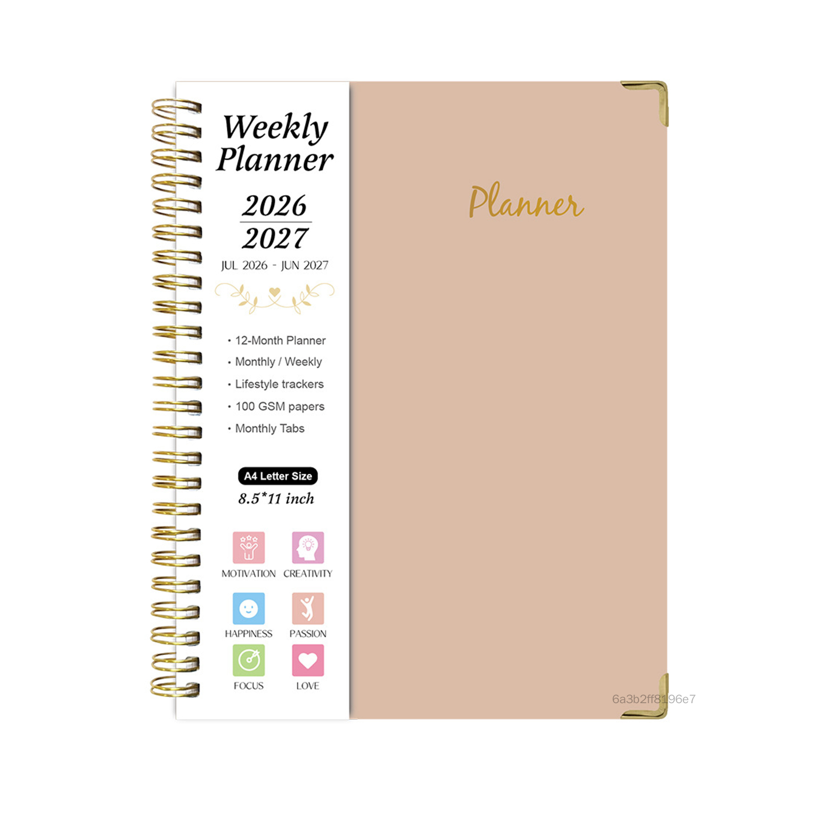 A4 Planner Notebook 2026-2027 วารสารภาษาอังกฤษพร้อมฝาครอบป้องกันและปฏิทินพิมพ์ล่วงหน้า VJ-TH