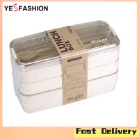 Yesfashion LKJYBG Natural Wheat Straw Bento Box Large Capacity Microwave Safe Lunch Box Food Container With Reusable Cutlery