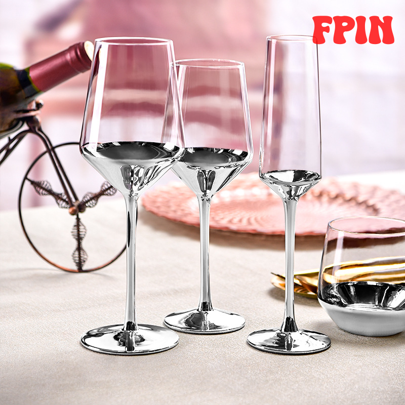 [FPIN] Creative Simple Bordeaux Wine Glasses Crystal Glass Goblet White Gold Champagne Cups Nordic Silver Light Luxury Whiskey Beer Cup ✬✫✩