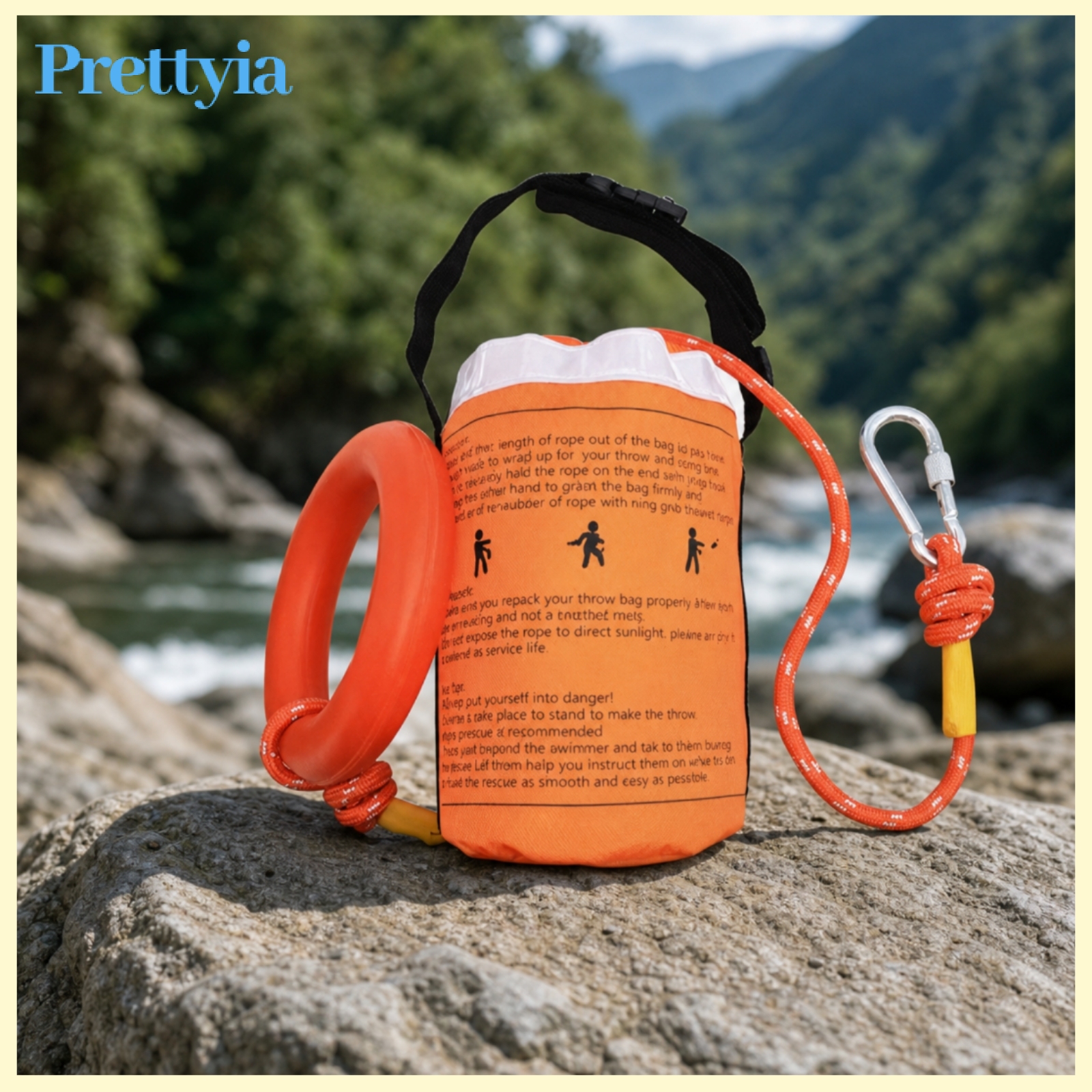 Prettyia High Visibility Throw Rope Bag with Floating Buoy Portable Water Rescue Throw Bag Adjustable Safety Gear Compact for Flood Response, Swimming Pools